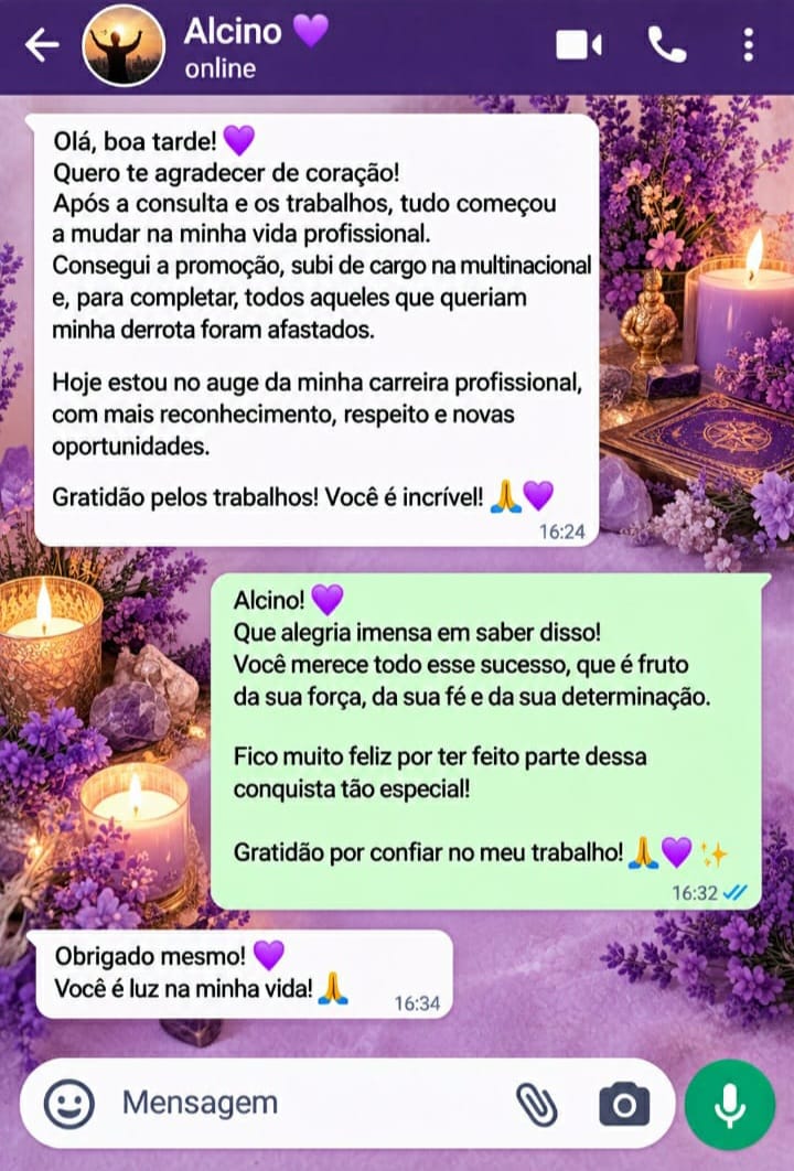 Mensagem de agradecimento enviada por Alcino
