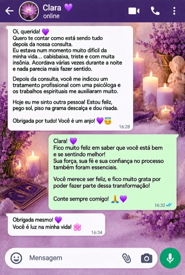 Mensagem de agradecimento enviada por Clara