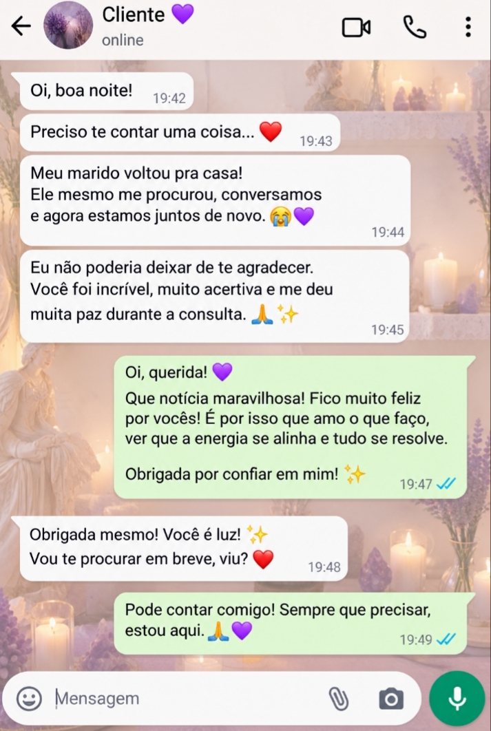 Mensagem de agradecimento enviada por uma cliente
