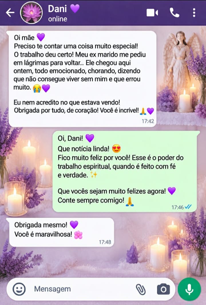 Mensagem de agradecimento enviada por Dani