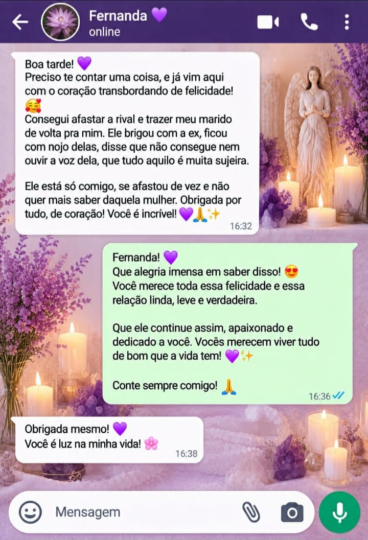 Mensagem de agradecimento enviada por Fernanda