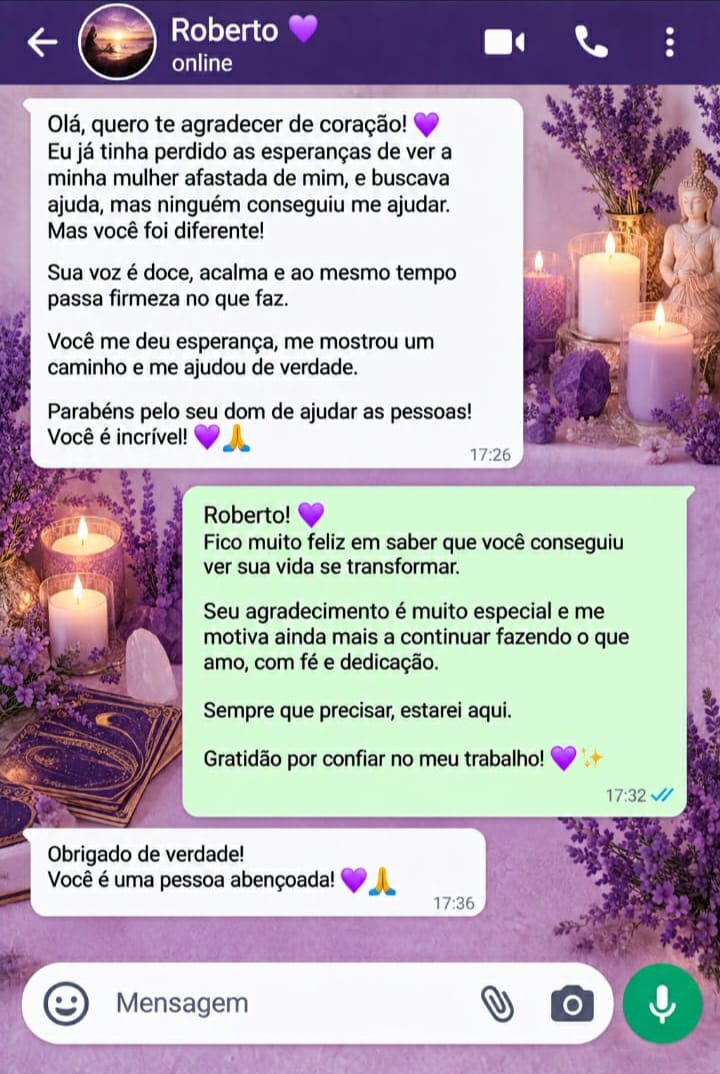 Mensagem de agradecimento enviada por Roberto